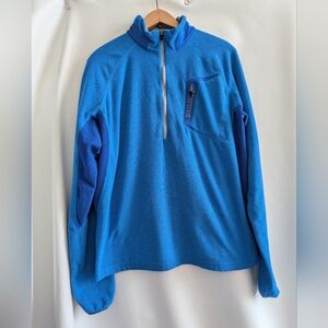 Marmot Blue Half-Zip Grid Fleece Pullover Top - L